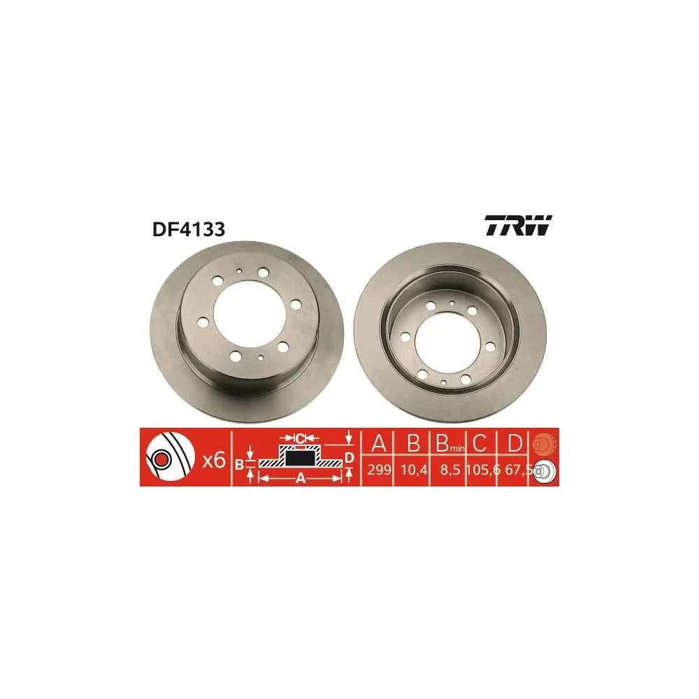 Disc Frana TRW pentru Daewoo Korando/Musso/Rexton, Ssangyong Korando/Musso/Musso Sports/Rexton Rexton - DF4133