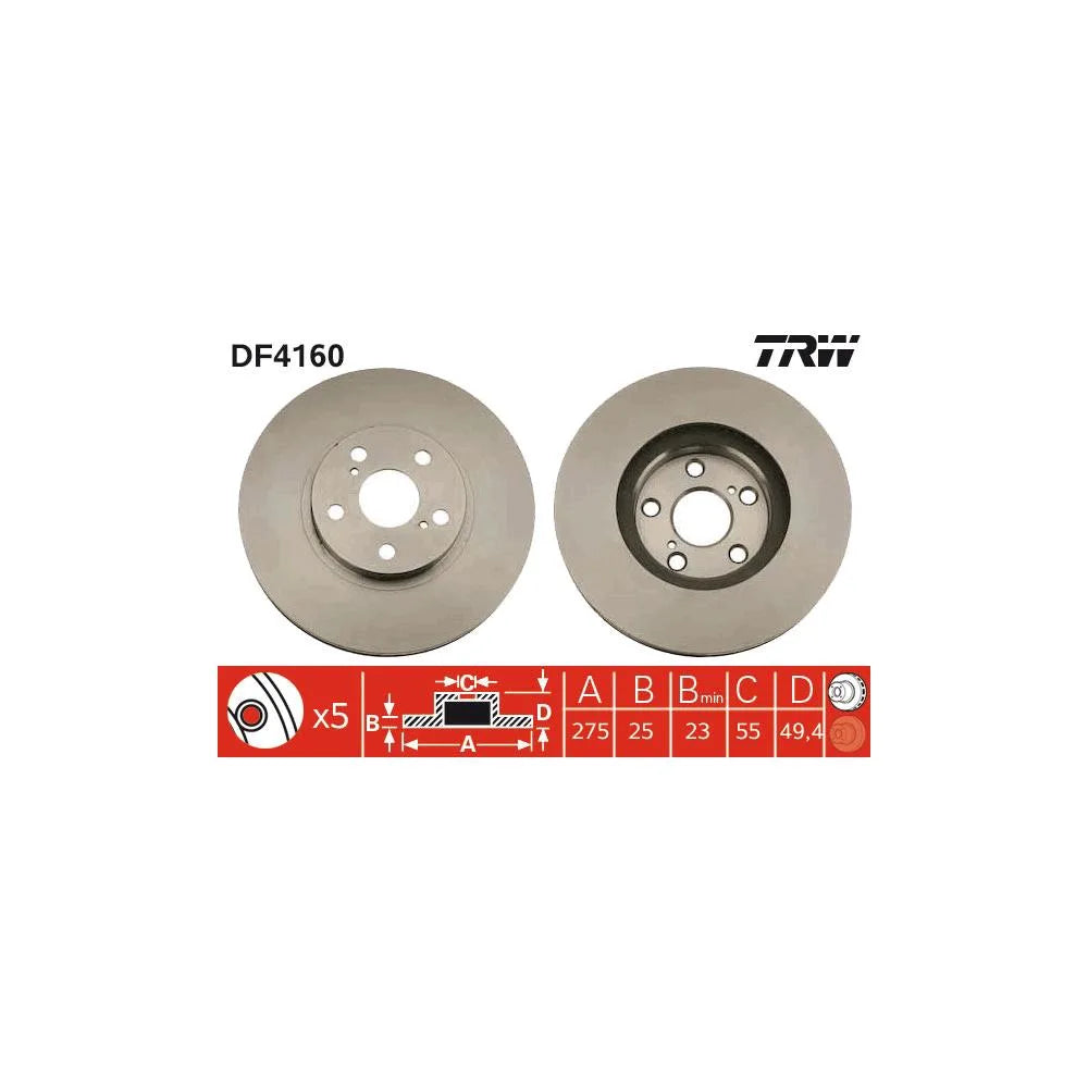 Disc Frana TRW pentru Toyota Celica Cupe - DF4160