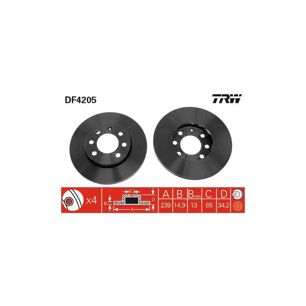 Disc Frana TRW pentru Audi A2, Volkswagen Lupo - DF4205
