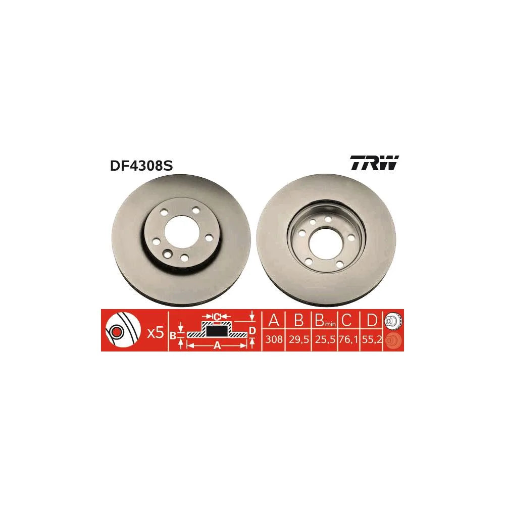 Disc Frana TRW pentru Volkswagen California/Multivan/Touareg - DF4308S