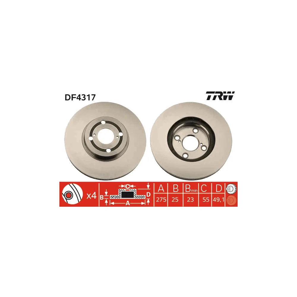Disc Frana TRW pentru Toyota Corolla - DF4317