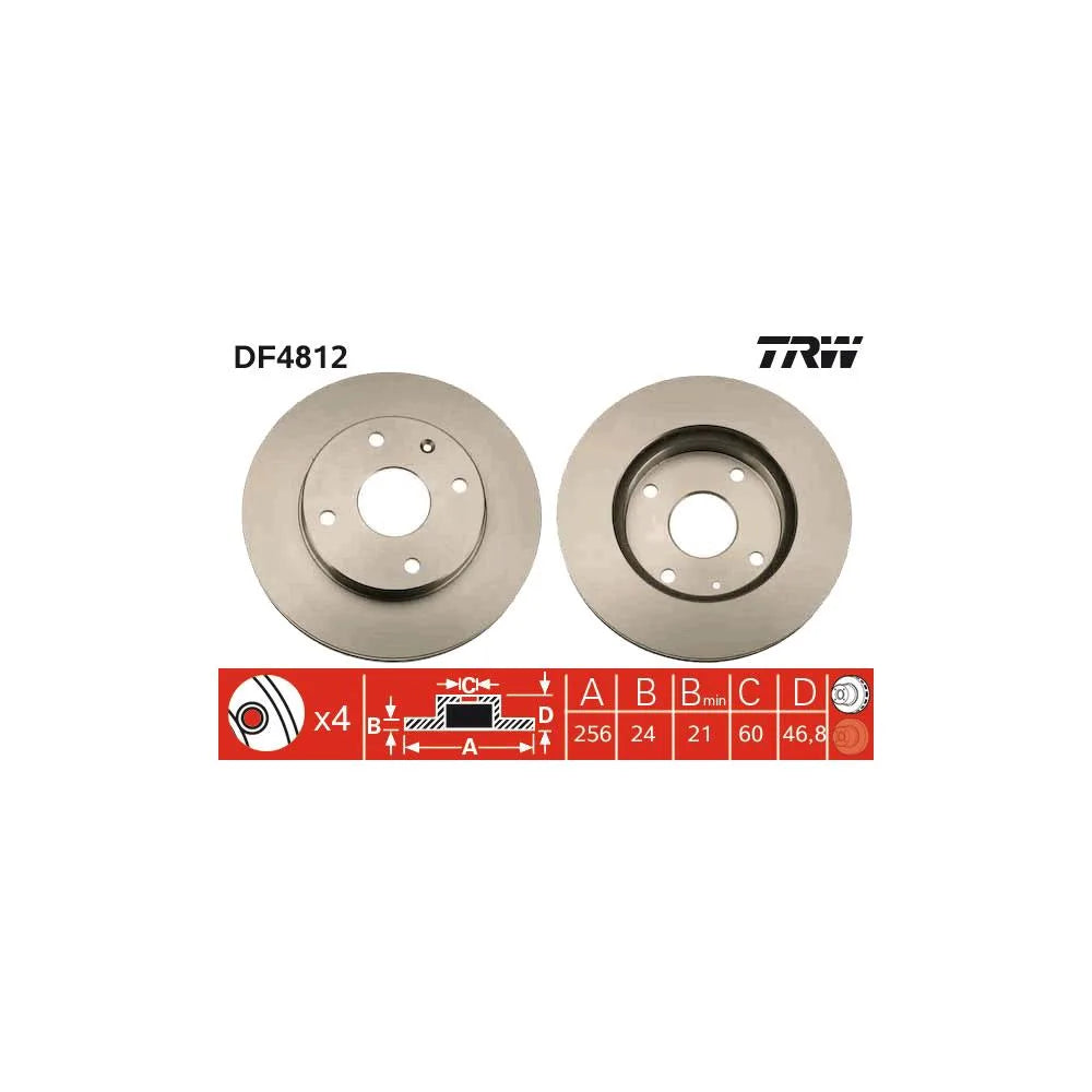 Disc Frana TRW pentru Chevrolet Evanda/Rezzo, Daewoo Evanda/Magnus/Rezzo - DF4812