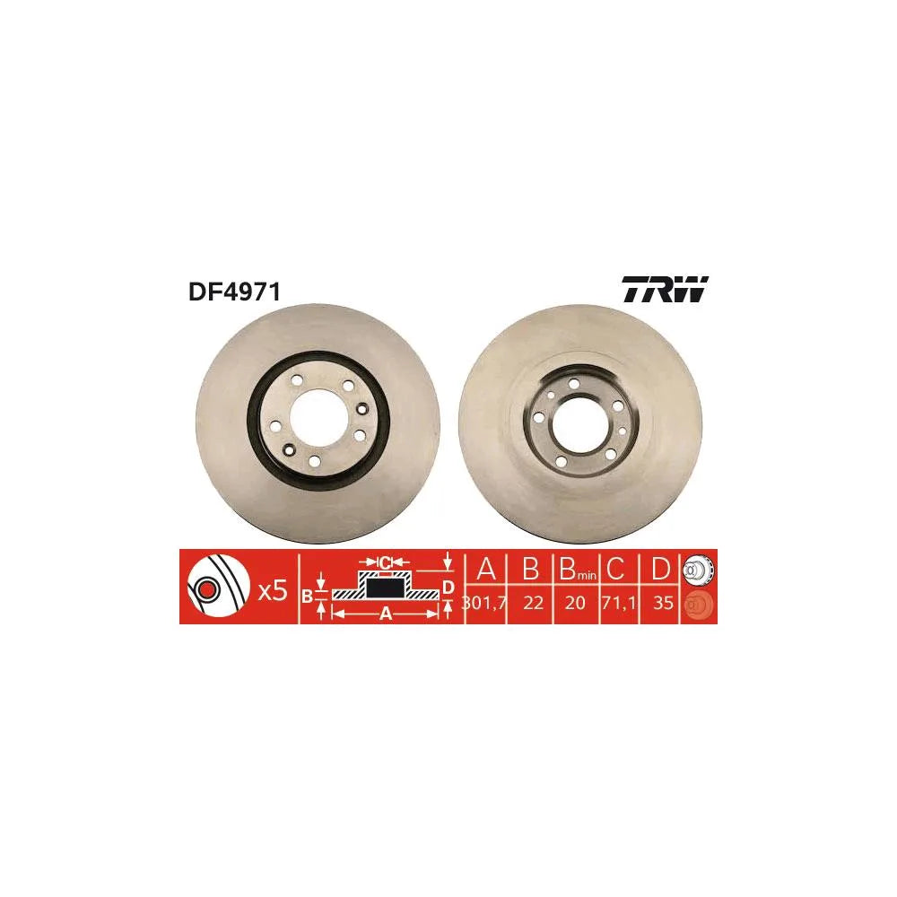 Disc Frana TRW pentru Citroen C6 - DF4971