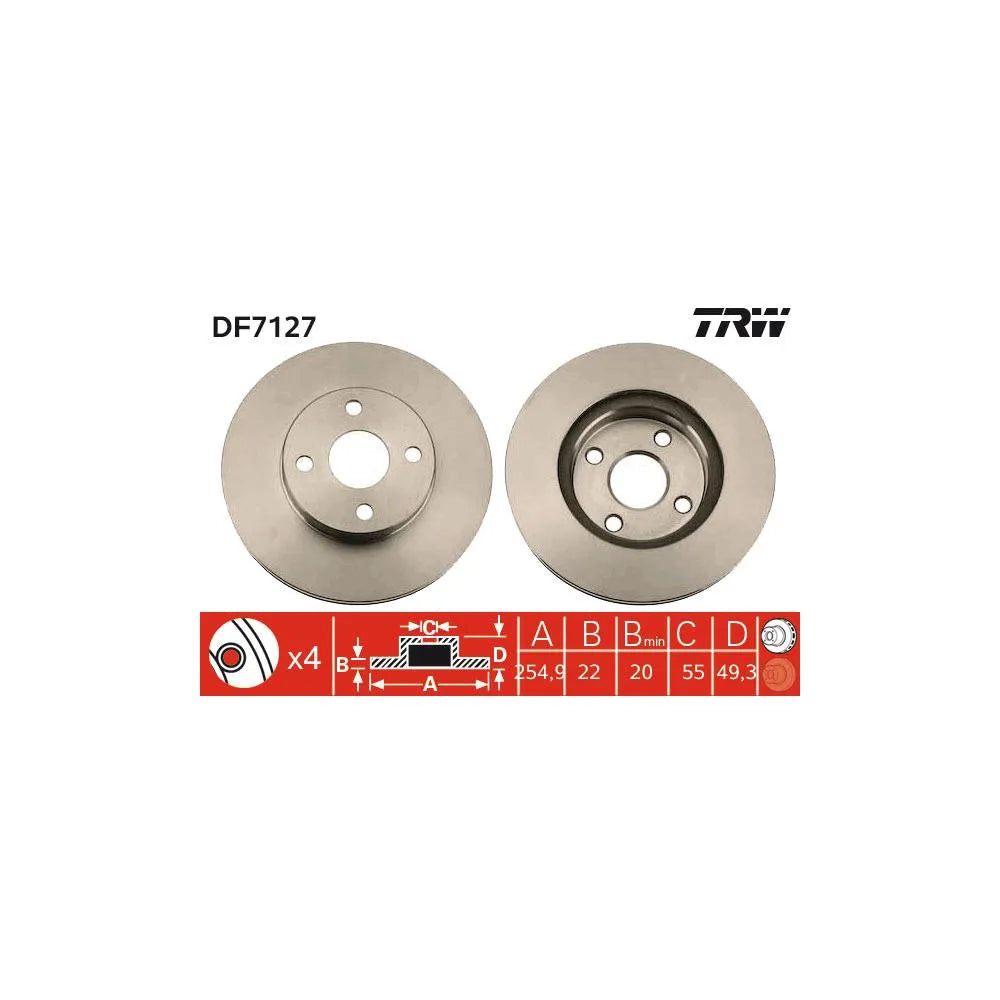 Disc Frana TRW pentru Toyota Corolla - DF7127