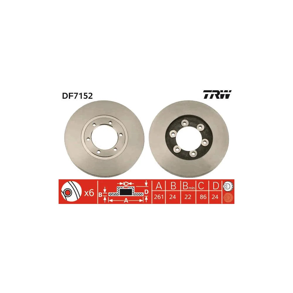 Disc Frana TRW pentru Kia Bongo Platou/K2500 Platou/K2700 - DF7152