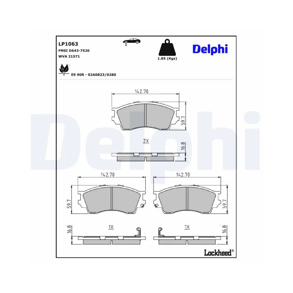 Placute Frana Delphi pentru Mazda B Serie/Xedos 9 - LP1063