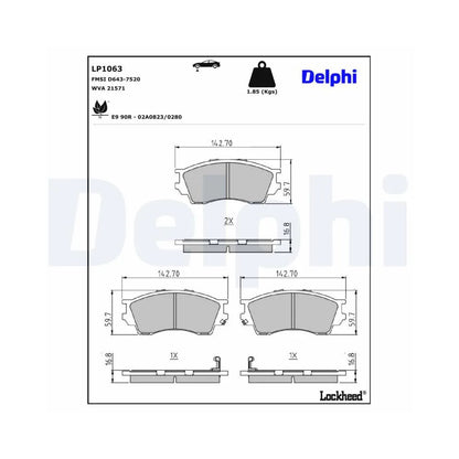 Placute Frana Delphi pentru Mazda B Serie/Xedos 9 - LP1063