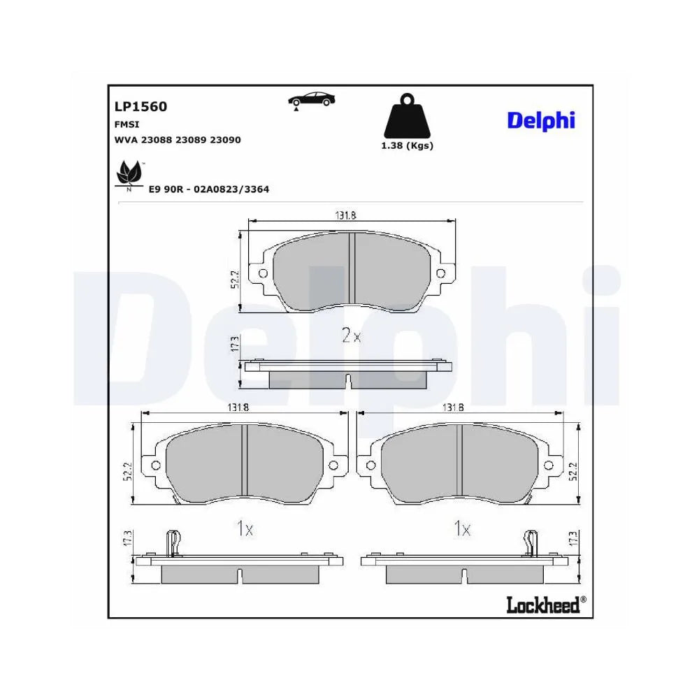 Placute Frana Delphi pentru Toyota Corolla - LP1560