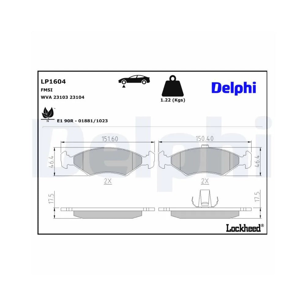 Placute Frana Delphi pentru Ford Courier Pick Up/Escort/Fiesta/Orion/Puma, Mazda - LP1604