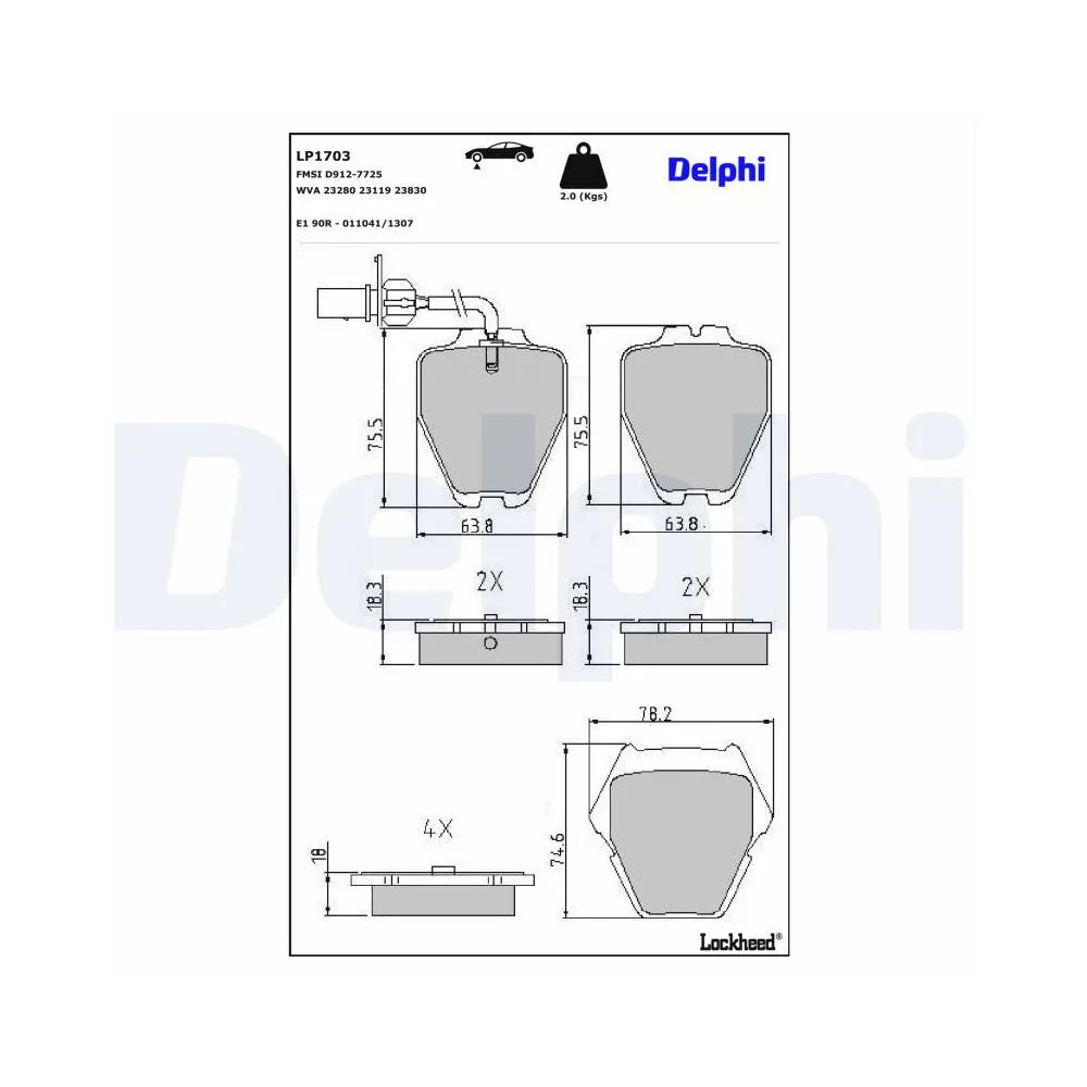Placute Frana Delphi pentru Audi A4/A6/Allroad, Volkswagen Passat/Phaeton - LP1703