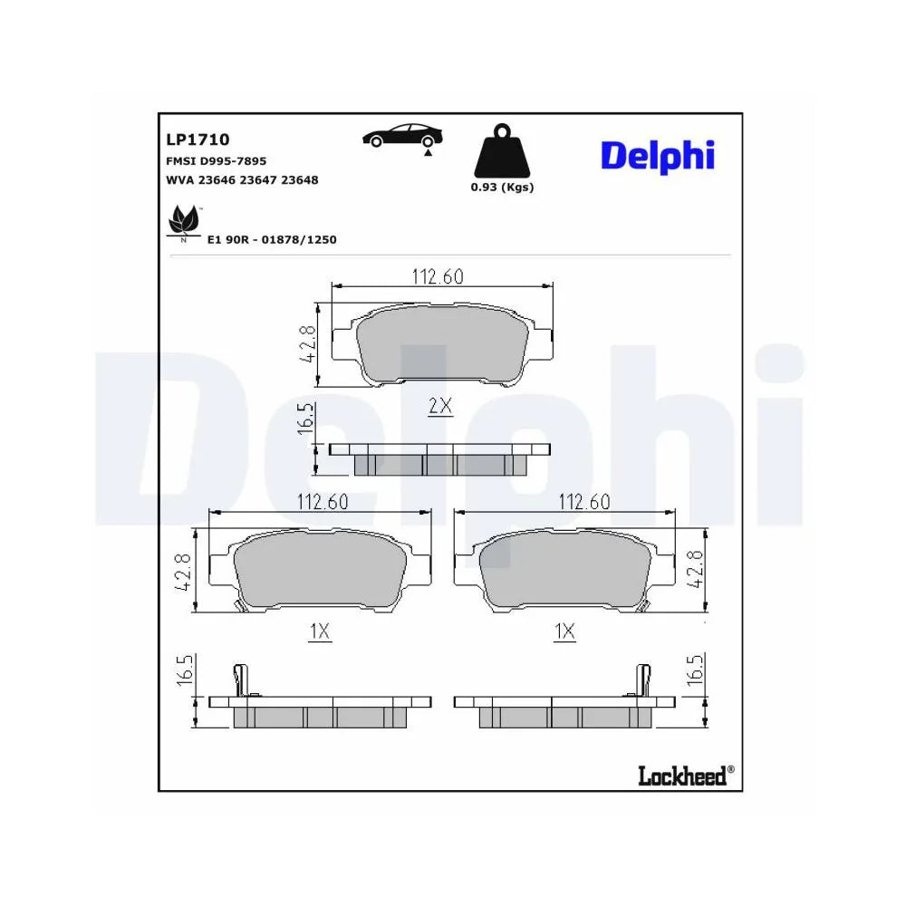 Placute Frana Delphi pentru Toyota Alphard/Avensis Verso/Previa/Yaris - LP1710