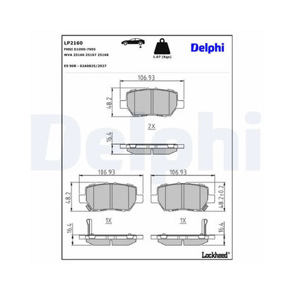 Placute Frana Delphi pentru Ford Ranger, Honda Legend - LP2160