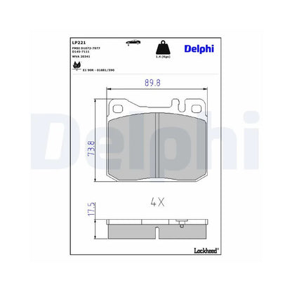 Placute Frana Delphi pentru Mercedes-Benz 123 Cupe/123/123 T Model/S Class/S Class Cupe - LP221