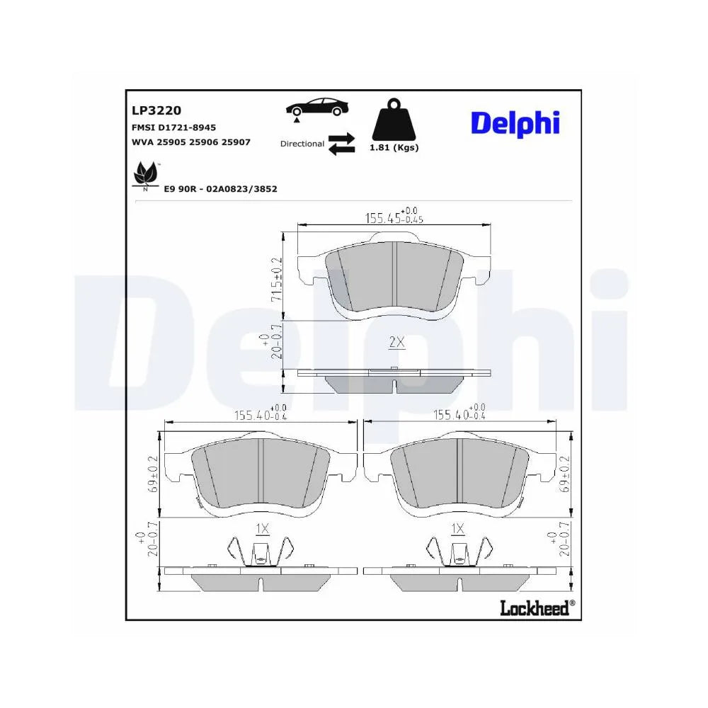 Placute Frana Delphi pentru Fiat 500L - LP3220
