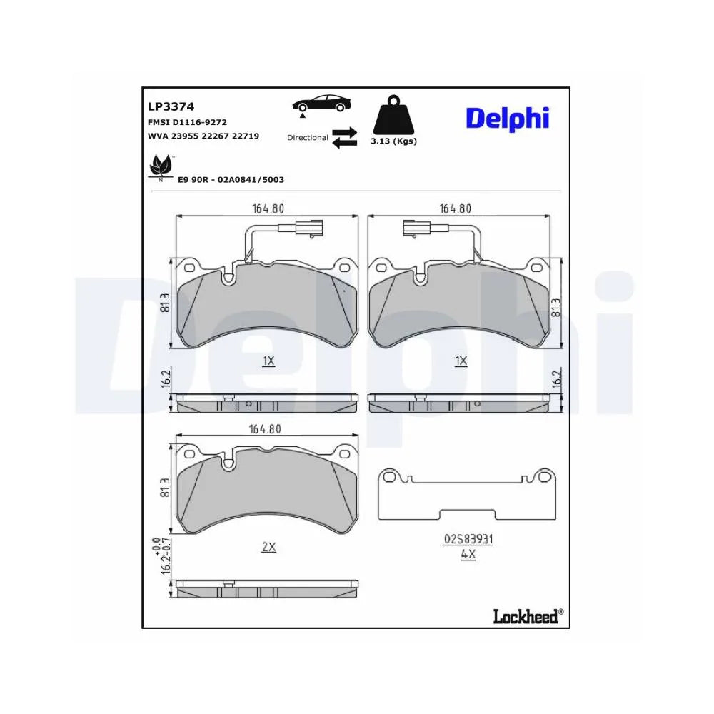 Placute Frana Delphi pentru Alfa Romeo Giulia/Stelvio - LP3374