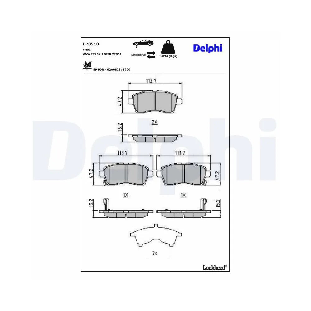 Placute Frana Delphi pentru Suzuki Ignis/Swift - LP3510