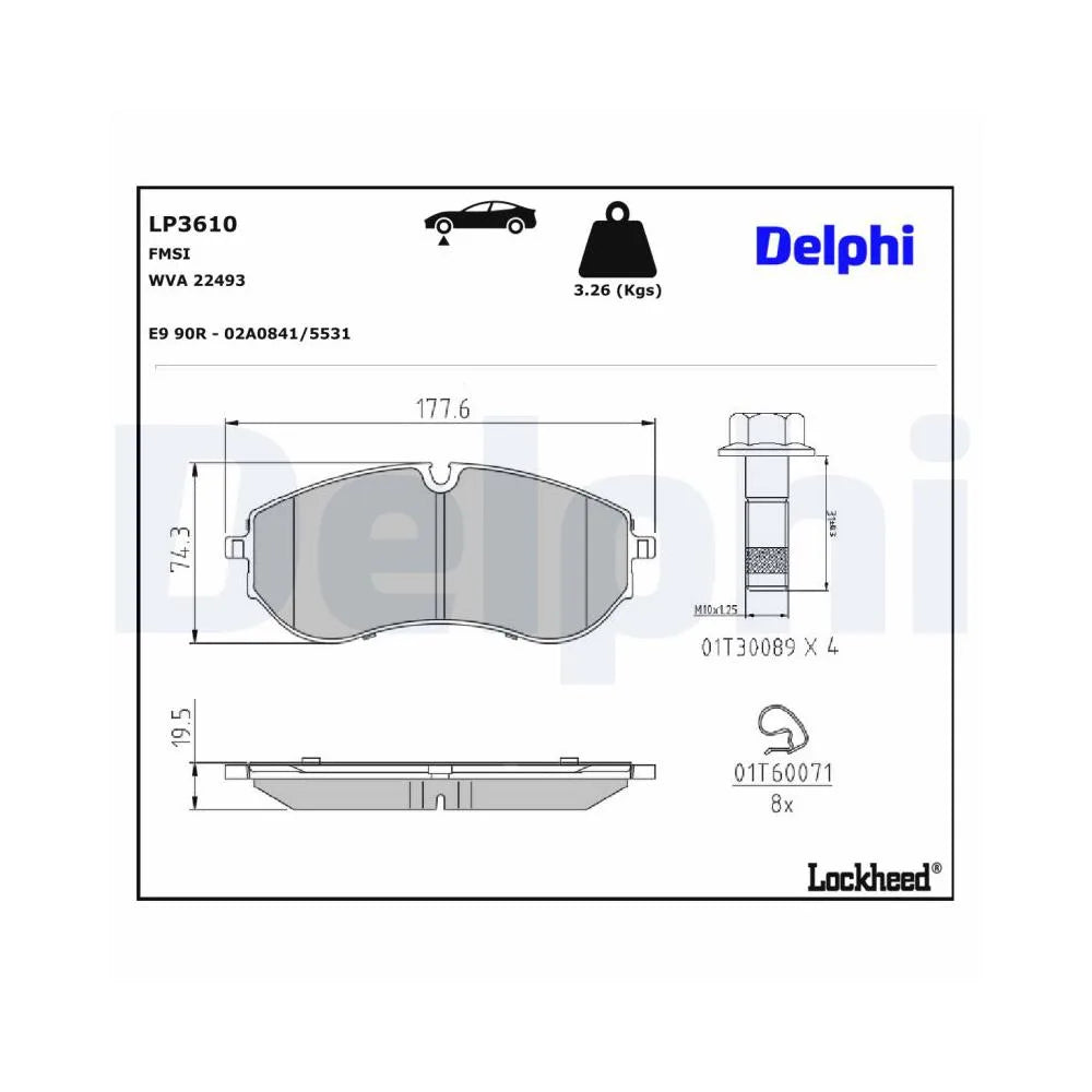 Placute Frana Delphi pentru Man Tge Bus/Tge/Tge Platou, Volkswagen Crafter Bus/Crafter/Crafter Platou/Grand California - LP3610