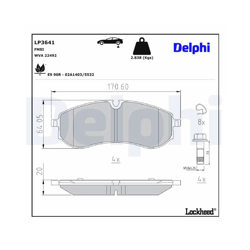 Placute Frana Delphi pentru Man Tge Bus/Tge/Tge Platou, Volkswagen Crafter Bus/Crafter/Crafter Platou/Grand California - LP3641
