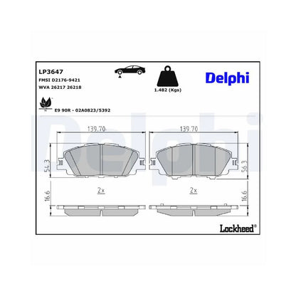 Placute Frana Delphi pentru Toyota Prius Phv/Yaris - LP3647