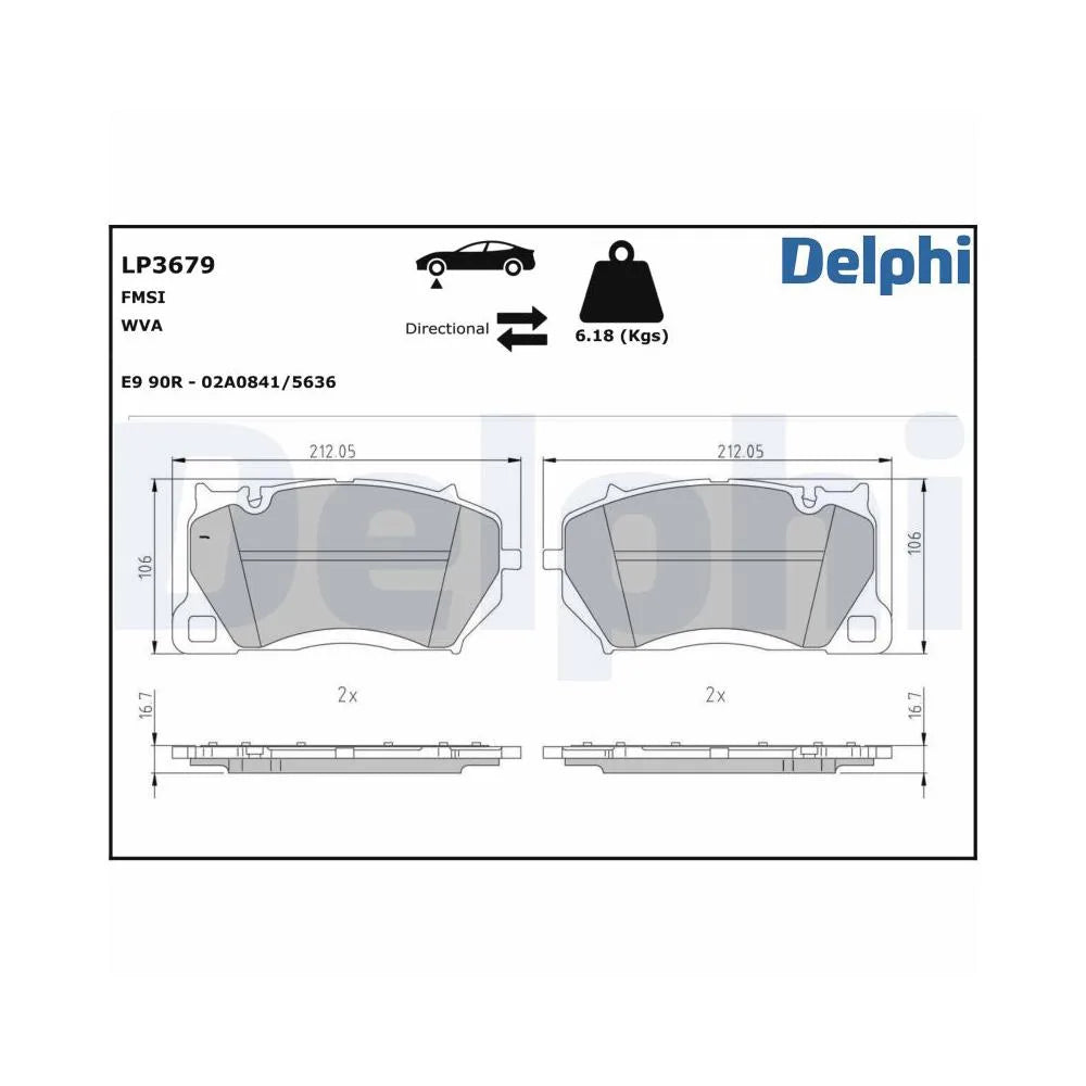 Placute Frana Delphi pentru Audi A6/A7/Q8, Porsche Cayenne/Panamera/Taycan - LP3679