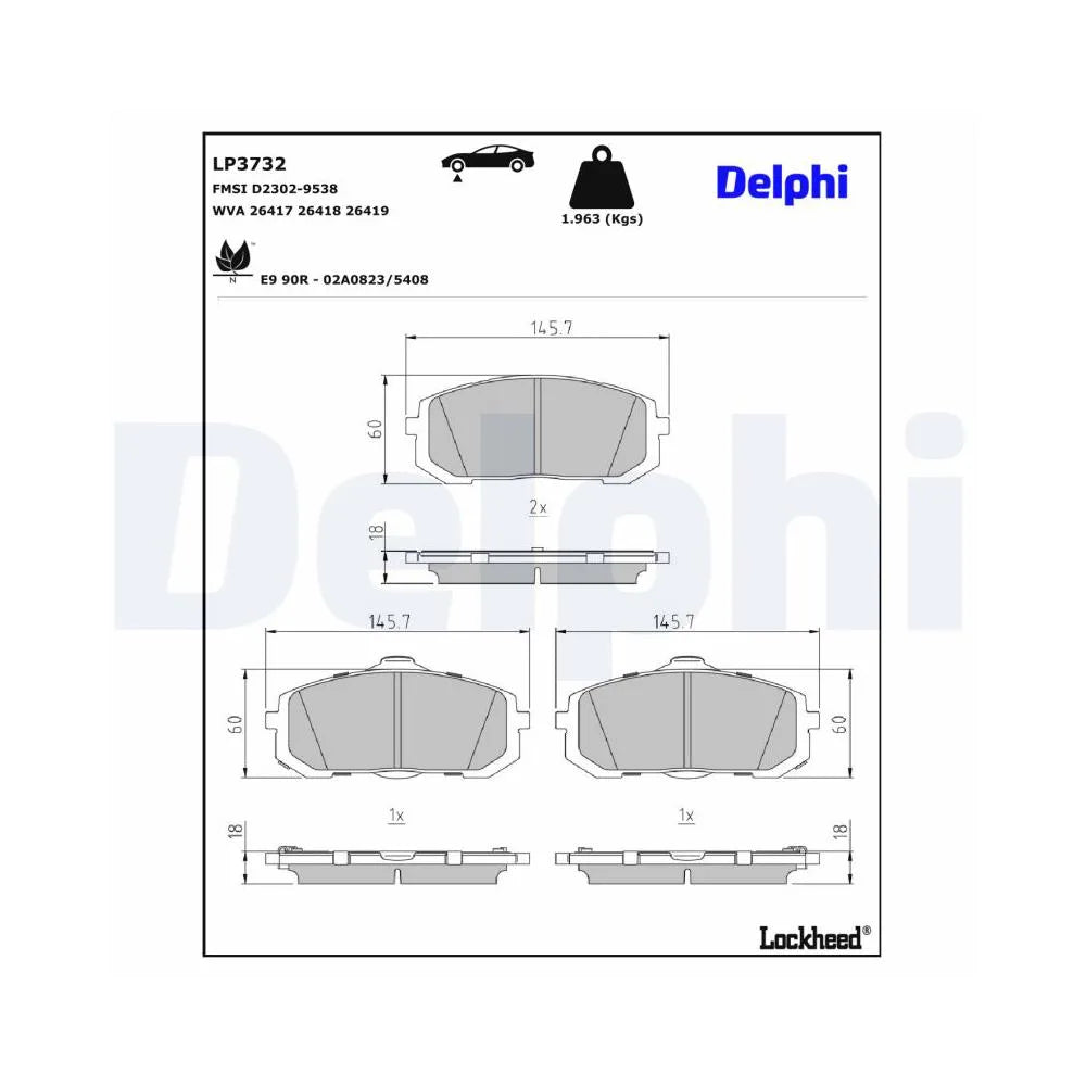 Placute Frana Delphi pentru Hyundai Kona/Sonata, Kia Ev3/Ev4/Niro - LP3732