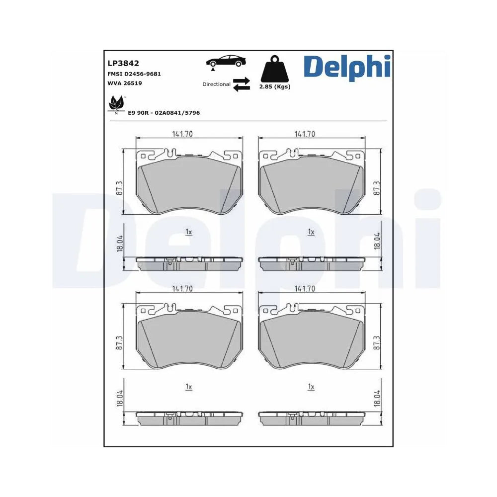 Placute Frana Delphi pentru Mercedes-Benz C Class/C Class All Terrain/C Class T Model/Cle/E Class - LP3842