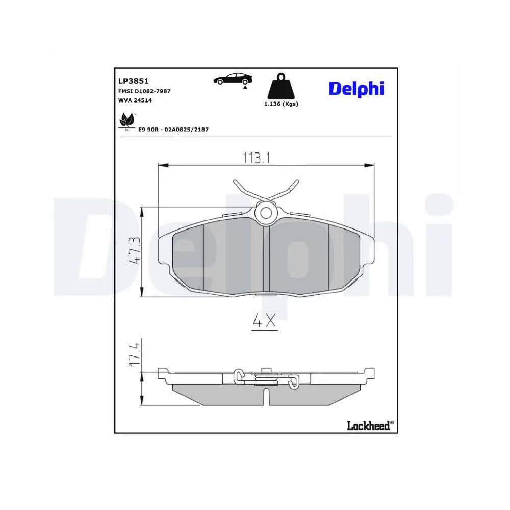 Placute Frana Delphi pentru Ford Australia Mustang Cupe, Ford Usa Mustang Convertible/Mustang Cupe - LP3851