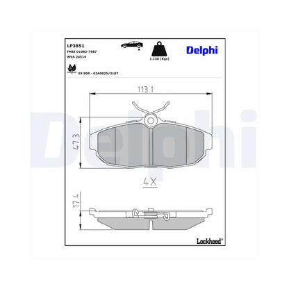 Placute Frana Delphi pentru Ford Australia Mustang Cupe, Ford Usa Mustang Convertible/Mustang Cupe - LP3851
