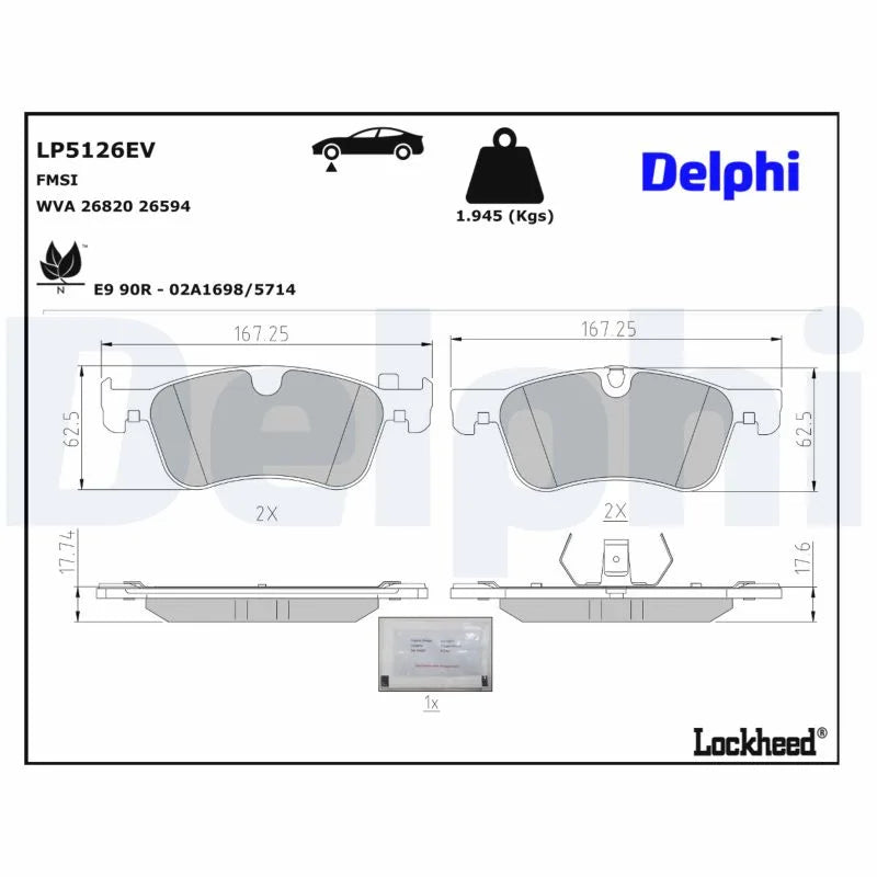 Placute Frana Delphi 1.85 kg - LP3914
