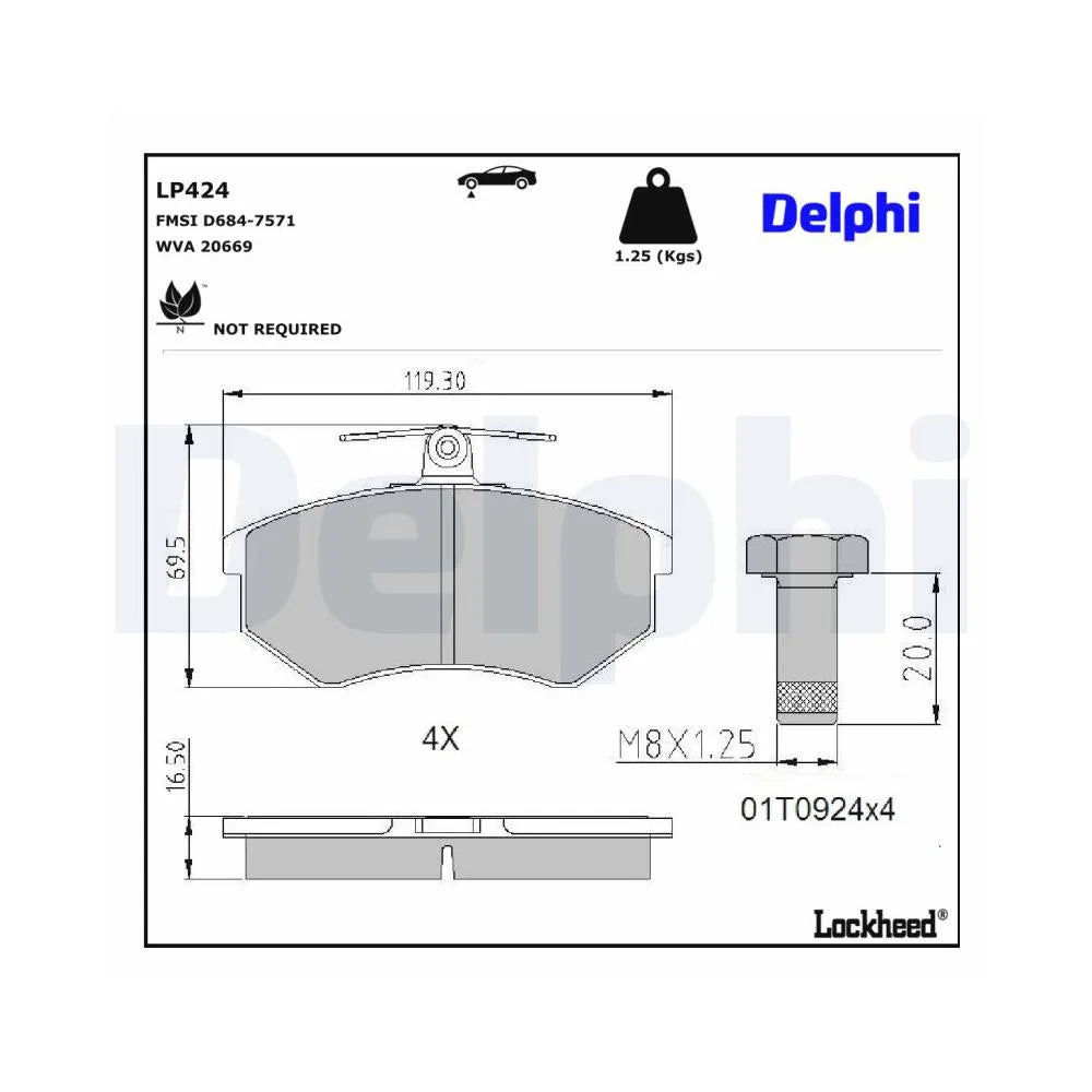 Placute Frana Delphi pentru Audi 100/200/80/90/Cabriolet, Volkswagen Corrado/Golf - LP424