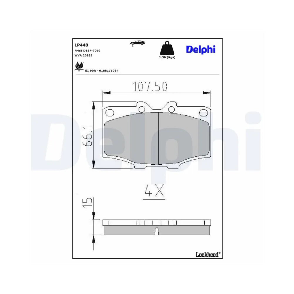 Placute Frana Delphi pentru Toyota 4 Runner/Dyna 100 Platou/Dyna Platou/Hilux/Land Cruiser - LP448