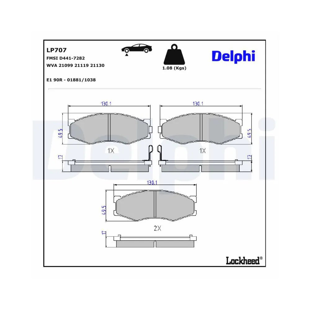Placute Frana Delphi pentru Infiniti M30 Convertible/M30 Cupe, Nissan 300Zx/Axxess/Bluebird/Bluebird Station/Cabstar - LP707