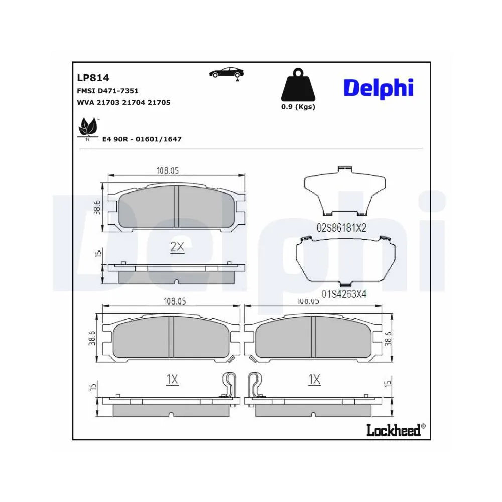 Placute Frana Delphi pentru Subaru Forester/Impreza/Impreza Cupe/Legacy/Legacy Outback - LP814