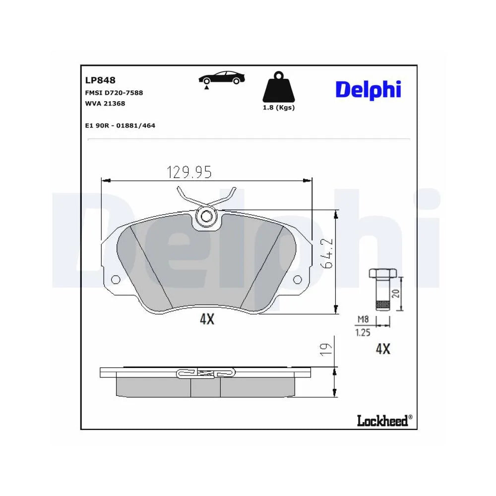 Placute Frana Delphi pentru Opel Omega A/Omega B/Senator B - LP848