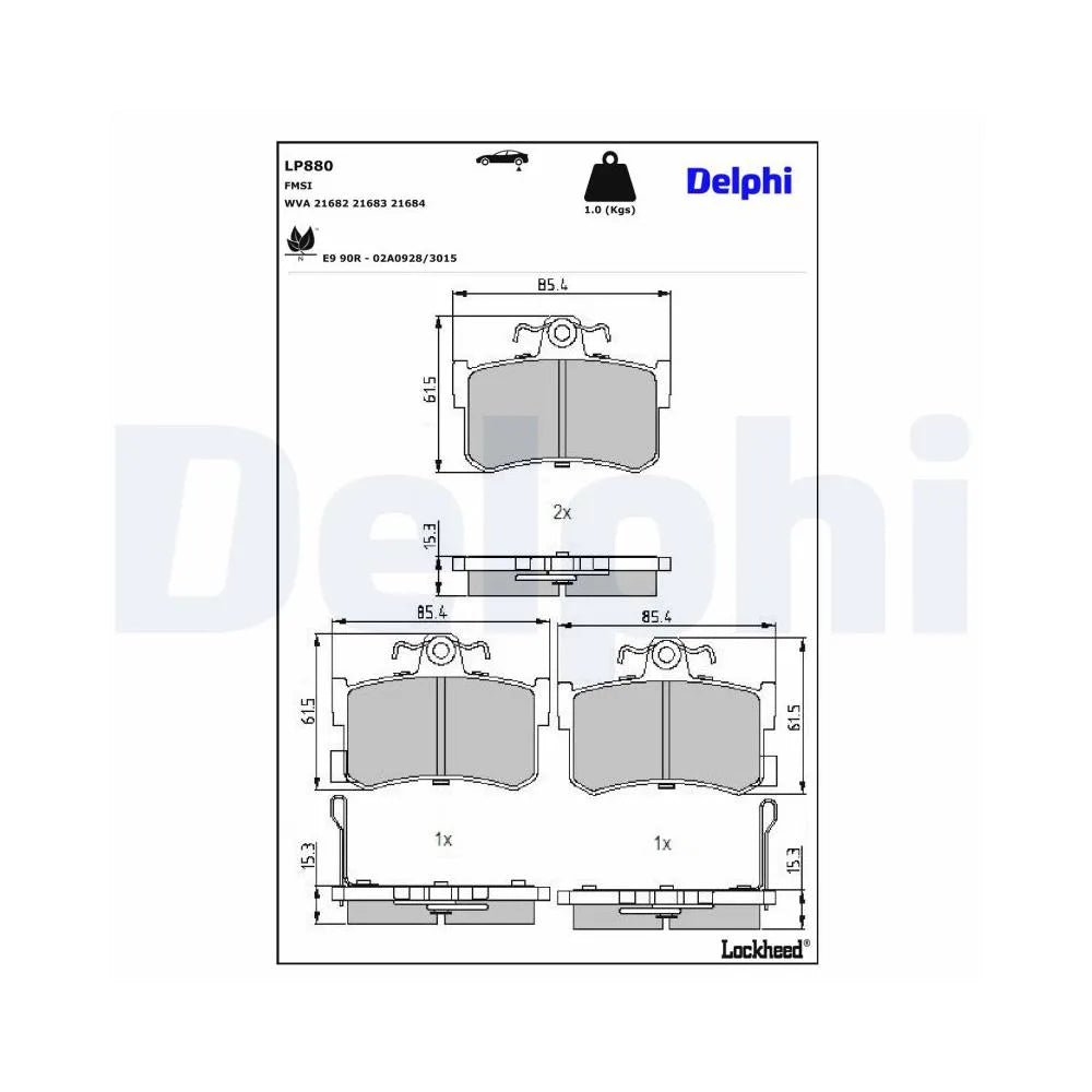 Placute Frana Delphi pentru MG Mgf/Mgr/Tf, Rover 800/800 Cupe - LP880
