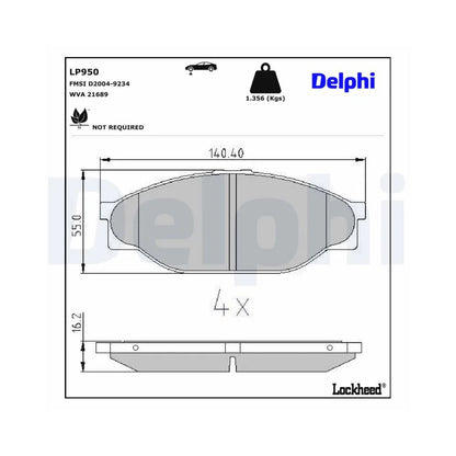 Placute Frana Delphi pentru Honda Hr V, Toyota Hiace/Hilux - LP950