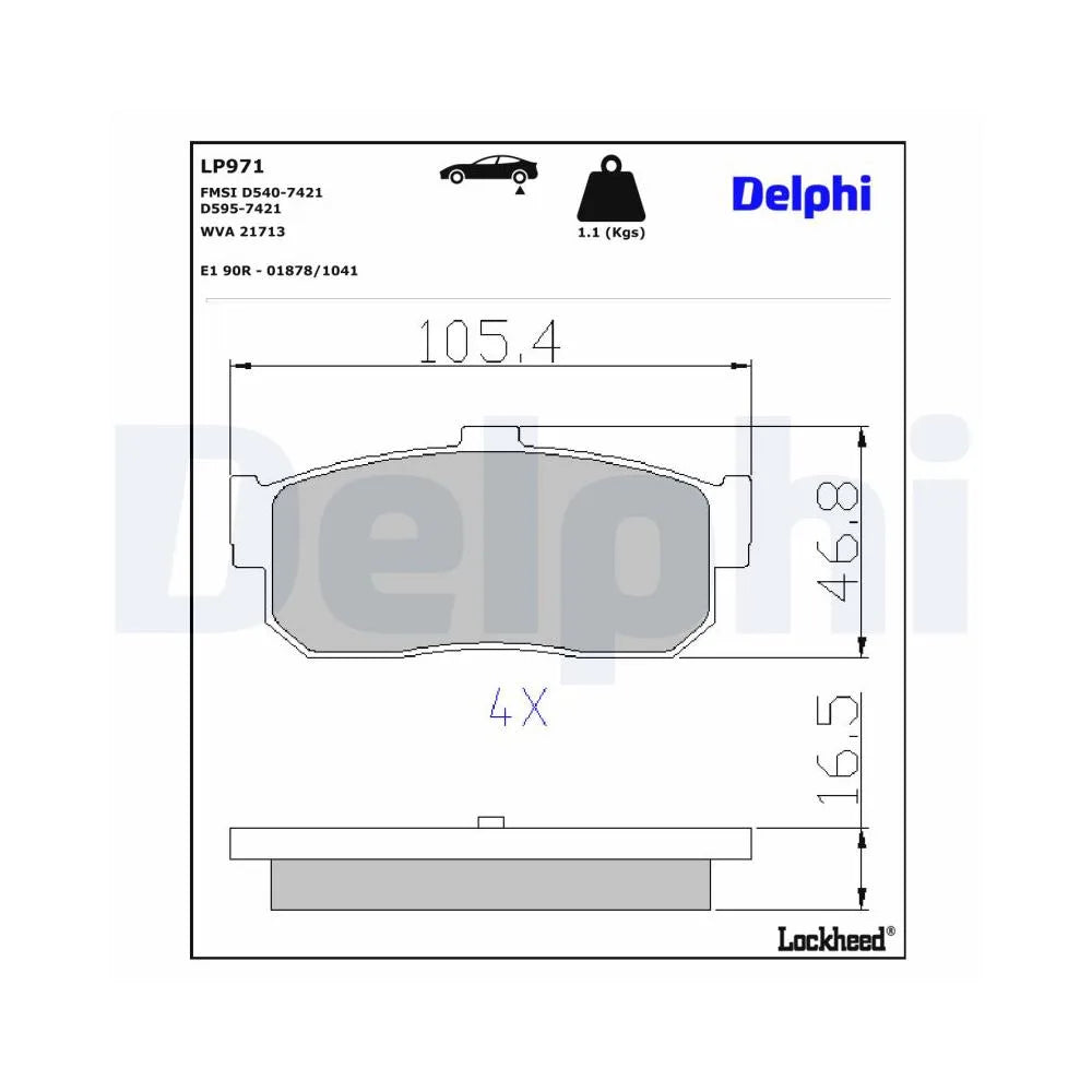 Placute Frana Delphi pentru Nissan 100Nx/Almera/Almera Tino/Cefiro/Maxima Maxima - LP971
