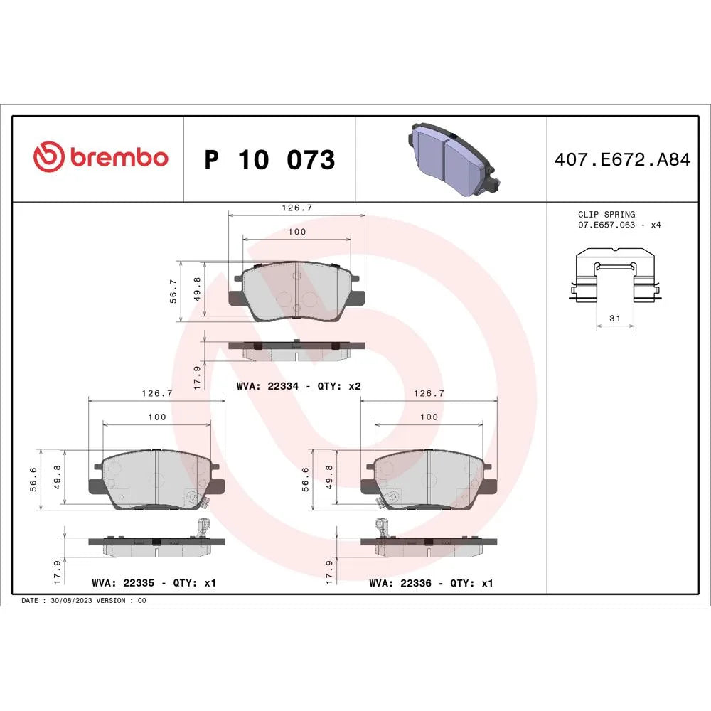 Placute Frana Brembo - P 10 073