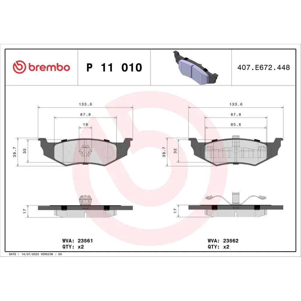 Placute Frana Brembo - P11010