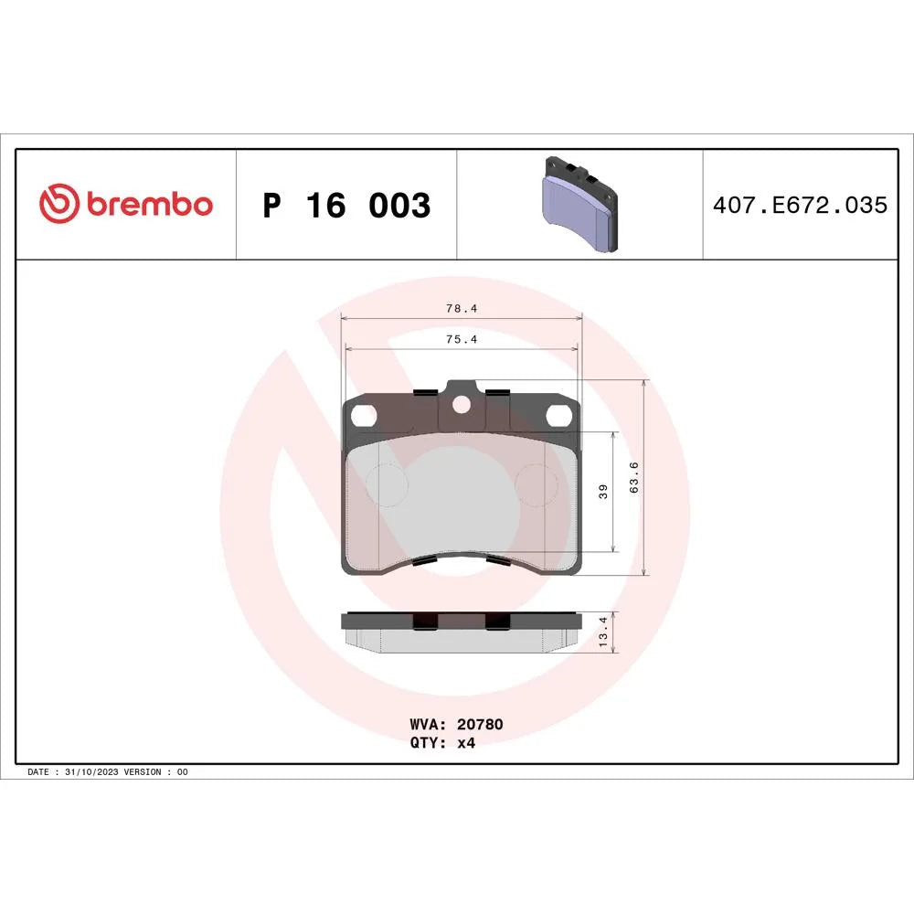 Placute Frana Brembo - P16003