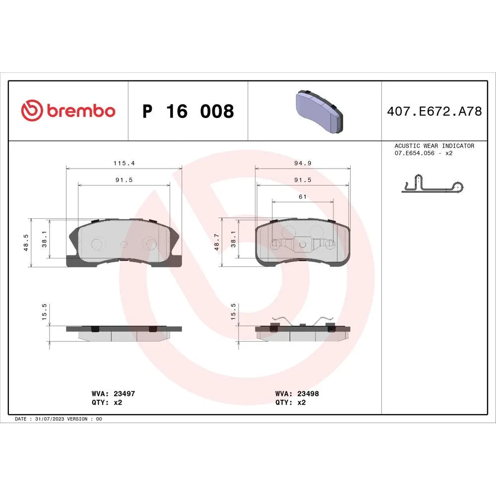 Placute Frana Brembo - P16008