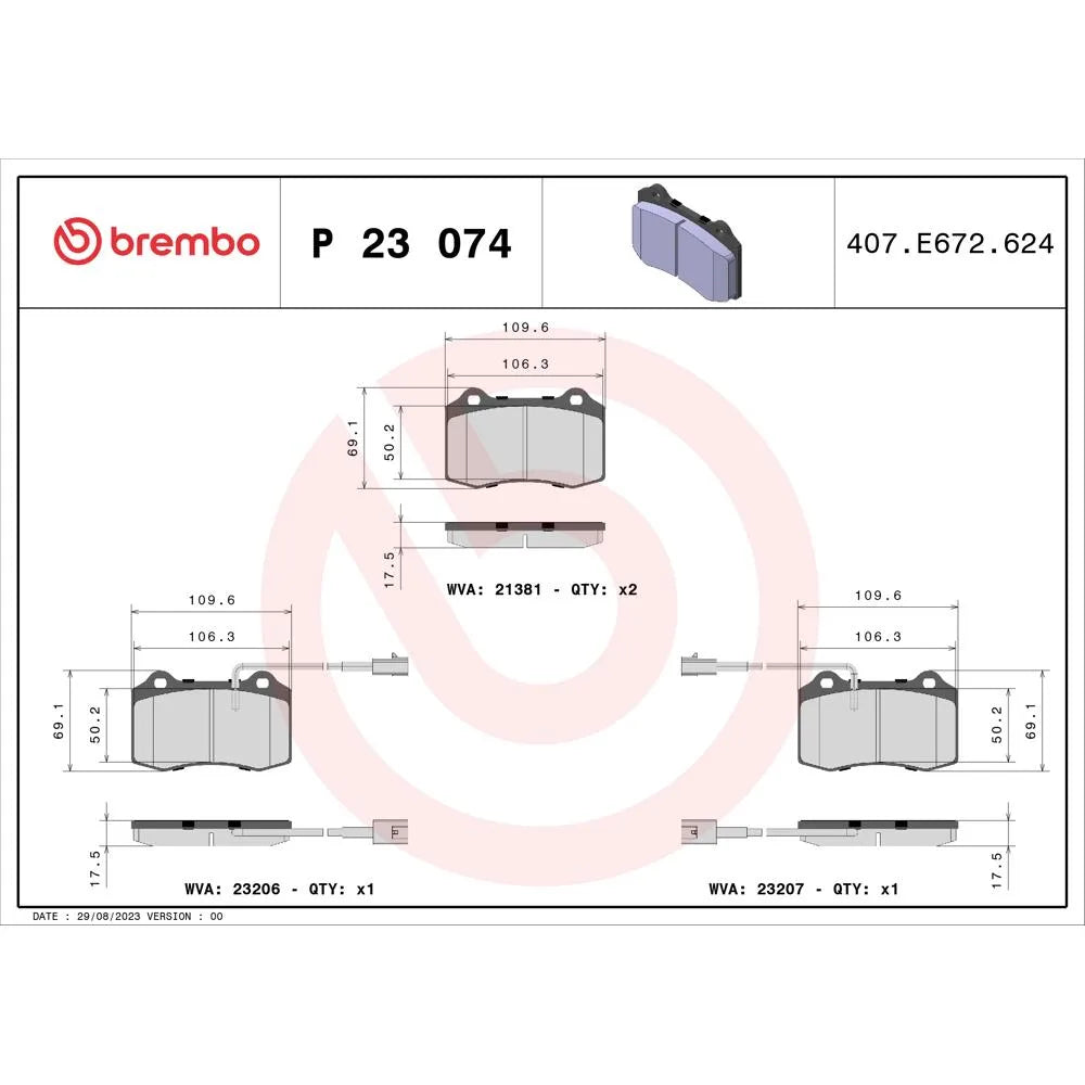 Placute Frana Brembo - P23074
