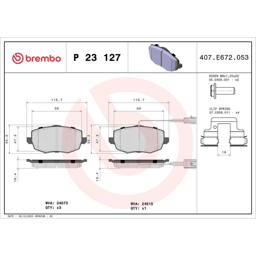 Placute Frana Brembo - P23127