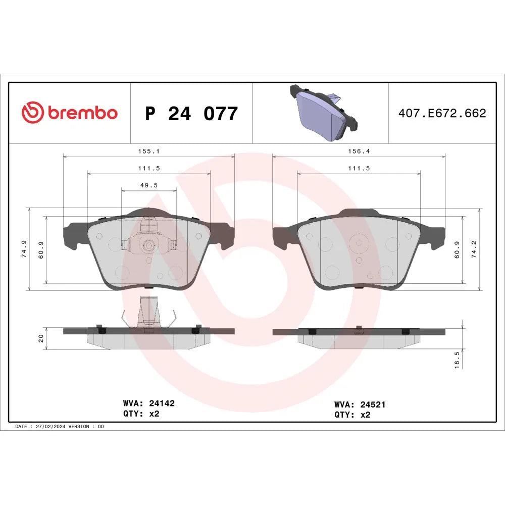 Placute Frana Brembo - P 24 077