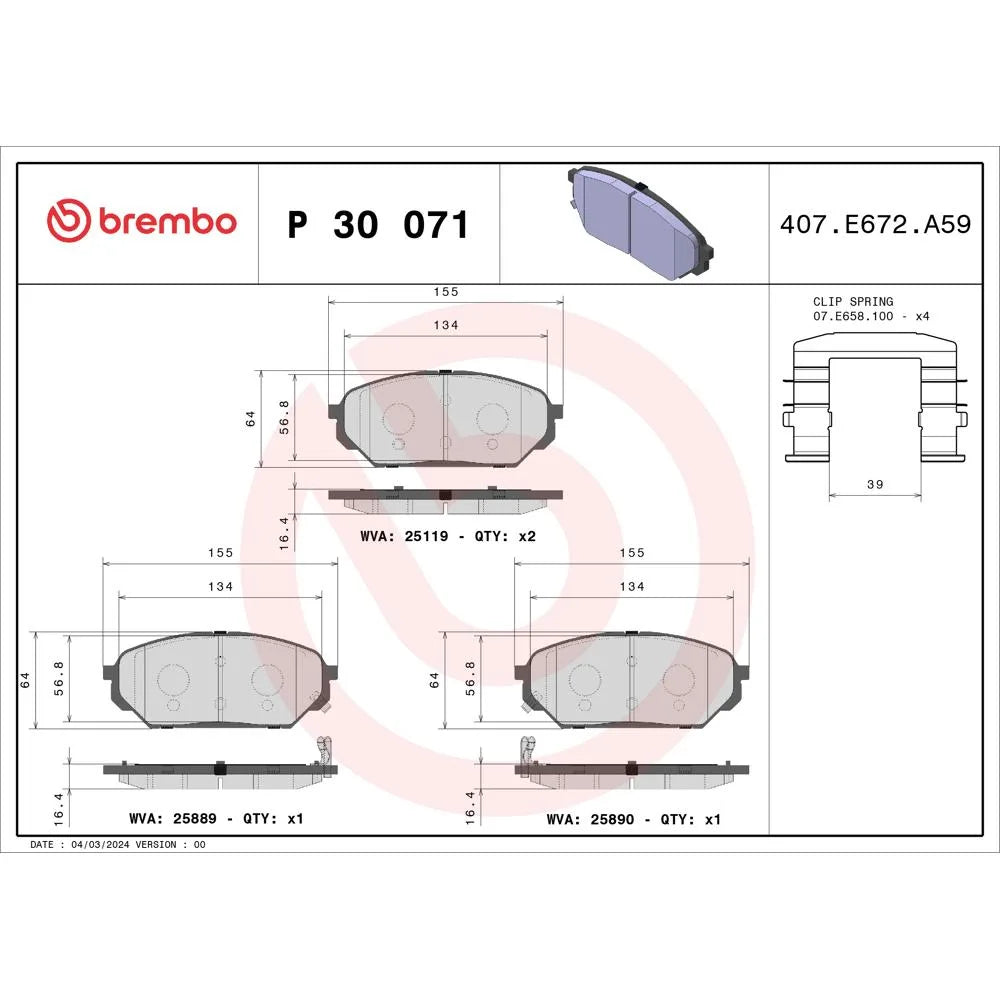 Placute Frana BREMBO - P 30 071