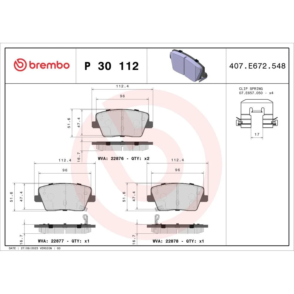 Placute Frana Brembo - P30112