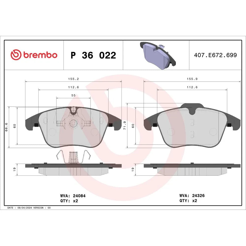Placute Frana Brembo - P36022