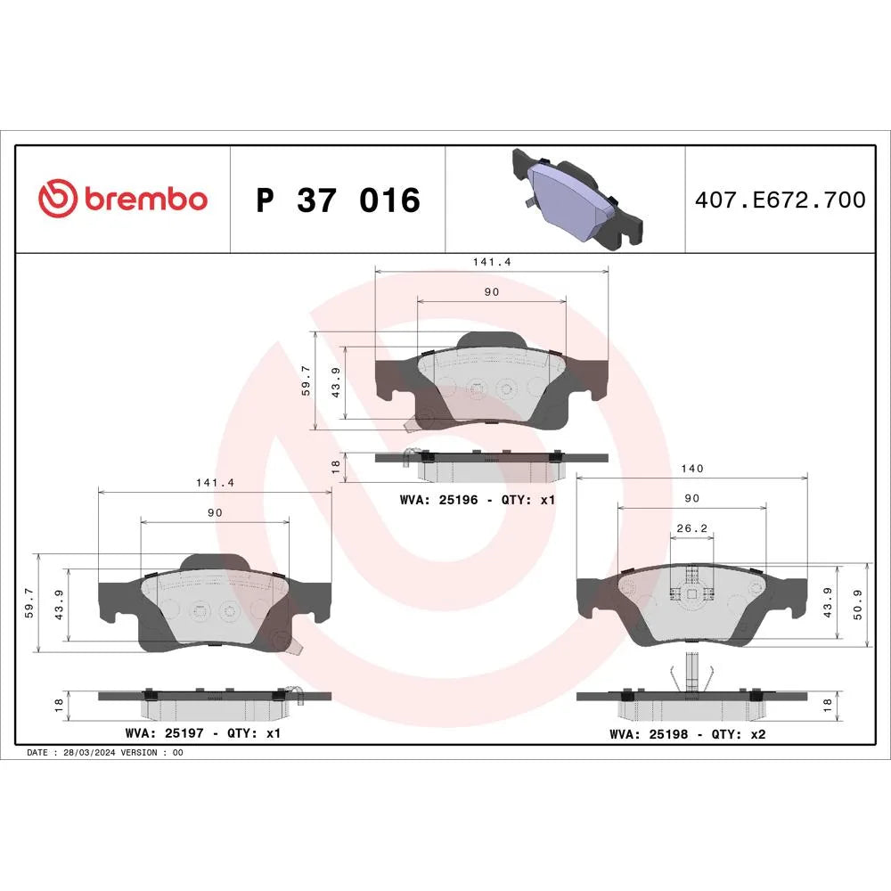 Placute Frana Brembo - P 37 016