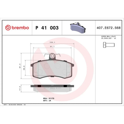 Placute Frana Brembo 19.1 mm 69.1 mm - P41003