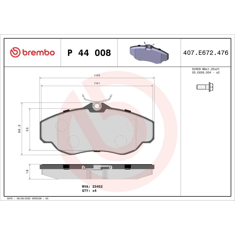 Placute Frana Brembo 16.7 mm 155.2 mm - P 44 008